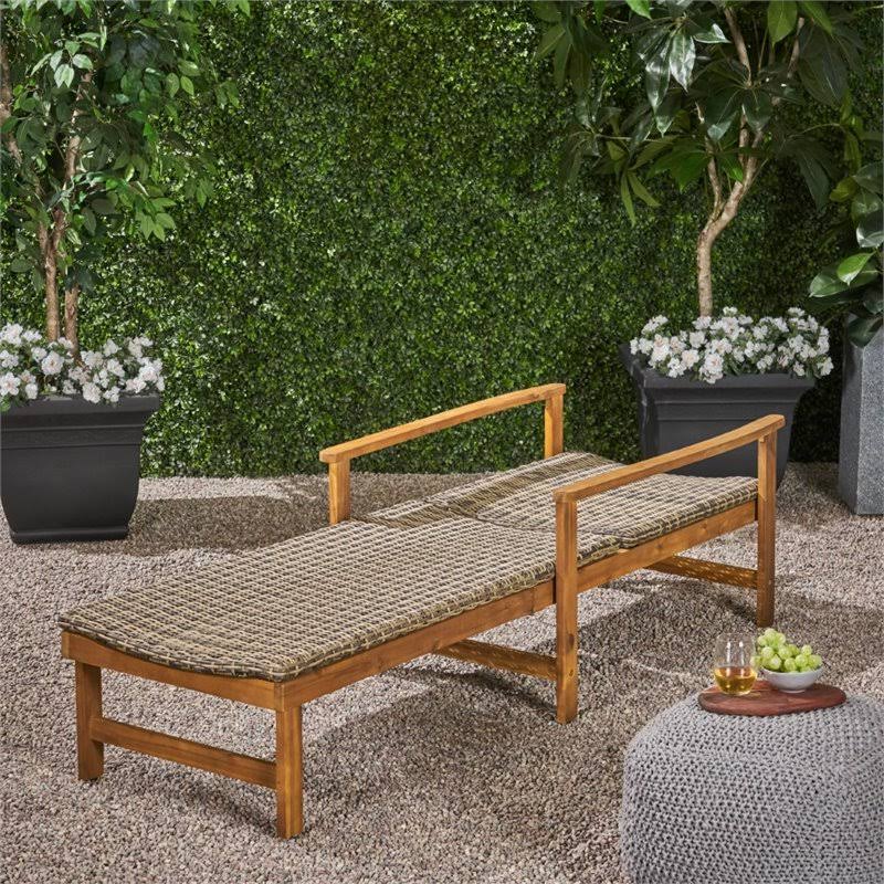 Acacia Wood Chaise Lounge in Mixed Mocha K69439