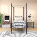 Black Twin Size Canopy Bed Frame R334