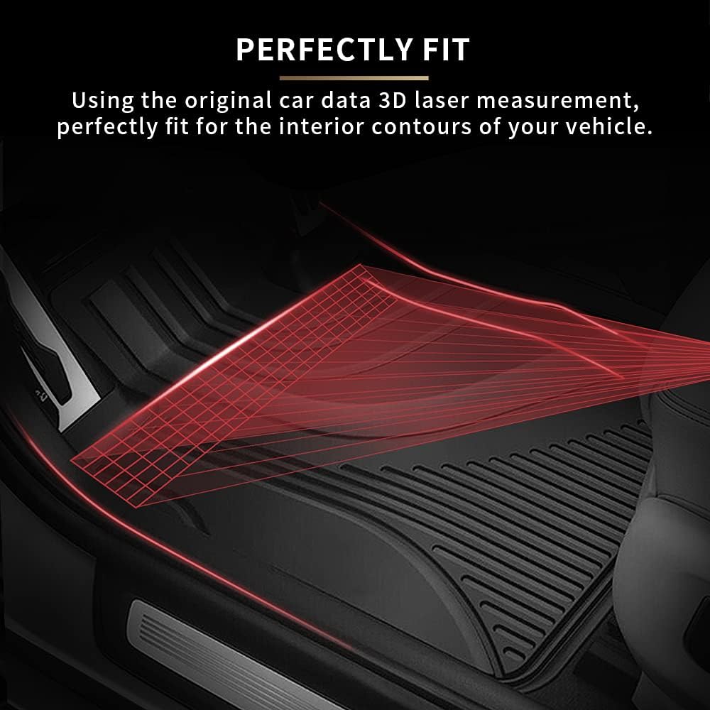 TPE Heavy Duty All Weather Car Floor Mats Full Set 1st & 2nd Row Rubber Floor Liners U766