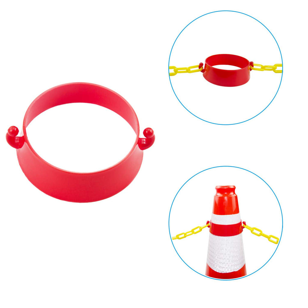 Yellow Plastic Safety Barrier Chain with 2 Magnetic Hooks, 12 S-Hooks, 12 Carabiner Clips, 2 Chain Connector, Pack of 2 Z367