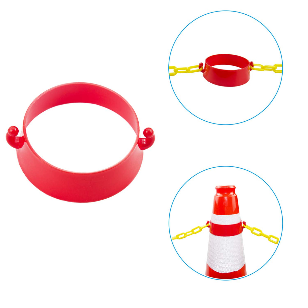 Yellow Plastic Safety Barrier Chain with 2 Magnetic Hooks, 12 S-Hooks, 12 Carabiner Clips, 2 Chain Connector, Pack of 2 Z367