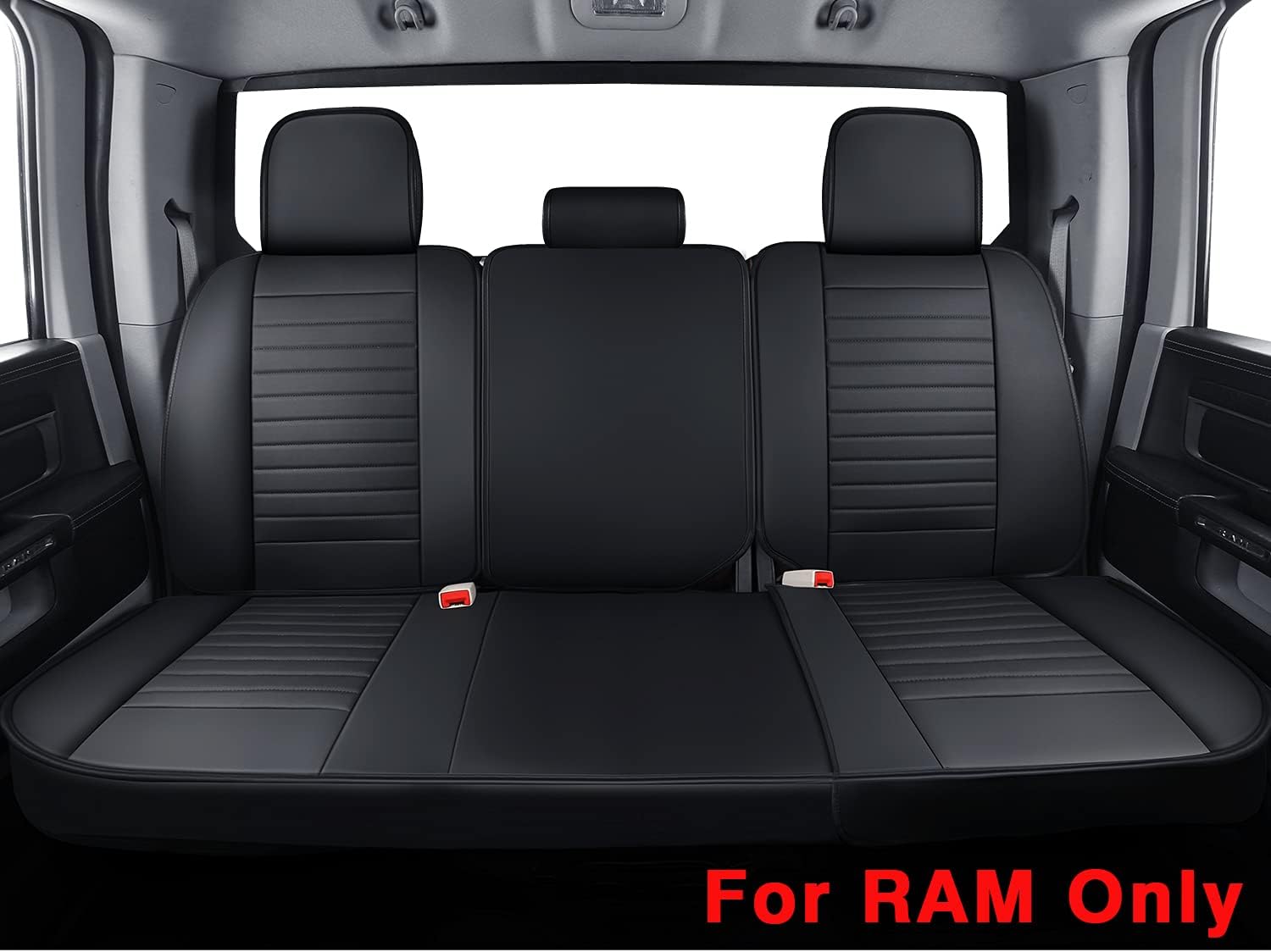 Black Waterproof Faux Leather Bench Seat Covers W58543