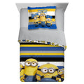 Reversible Blue and Yellow Kids Comforter and Sham Set H237