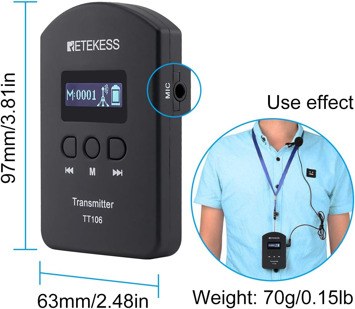 Wireless Tour Guide System with 15 Receivers and Charging Case Z996258