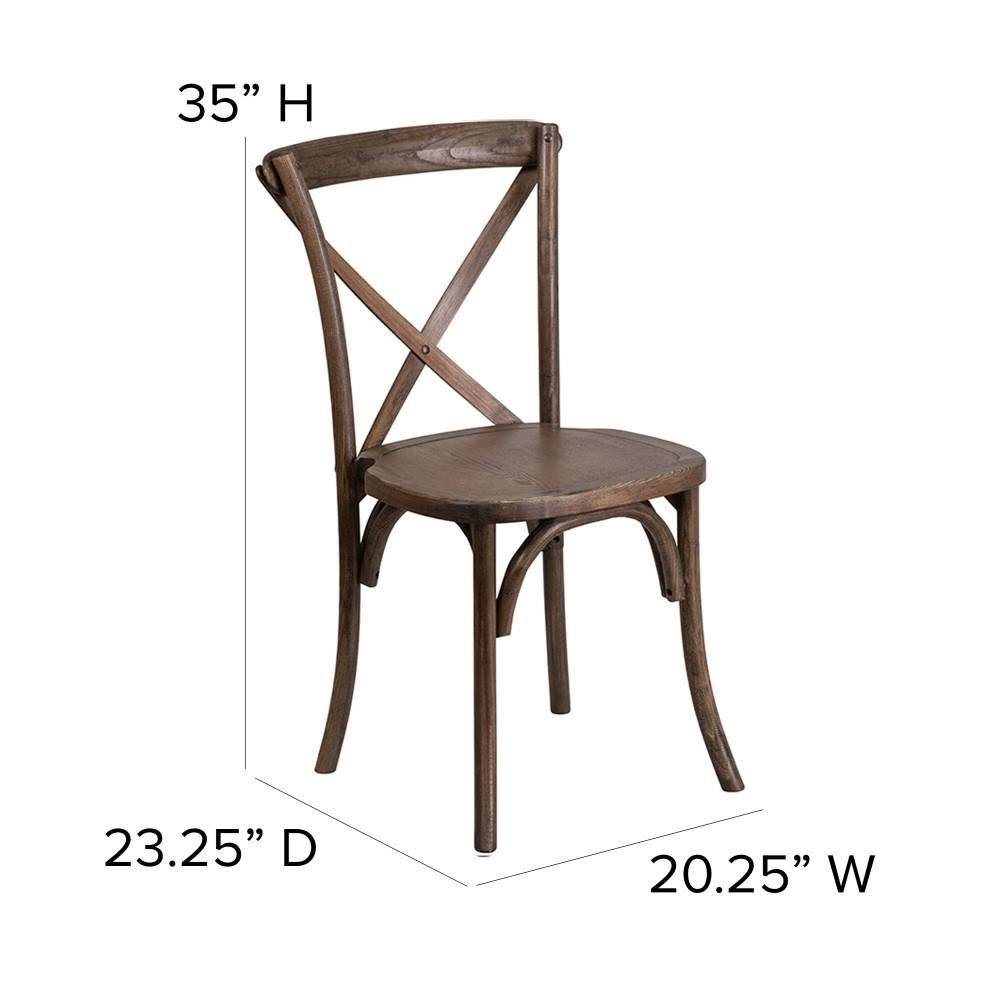 Stackable Wood Cross Back Chair, Pecan L111