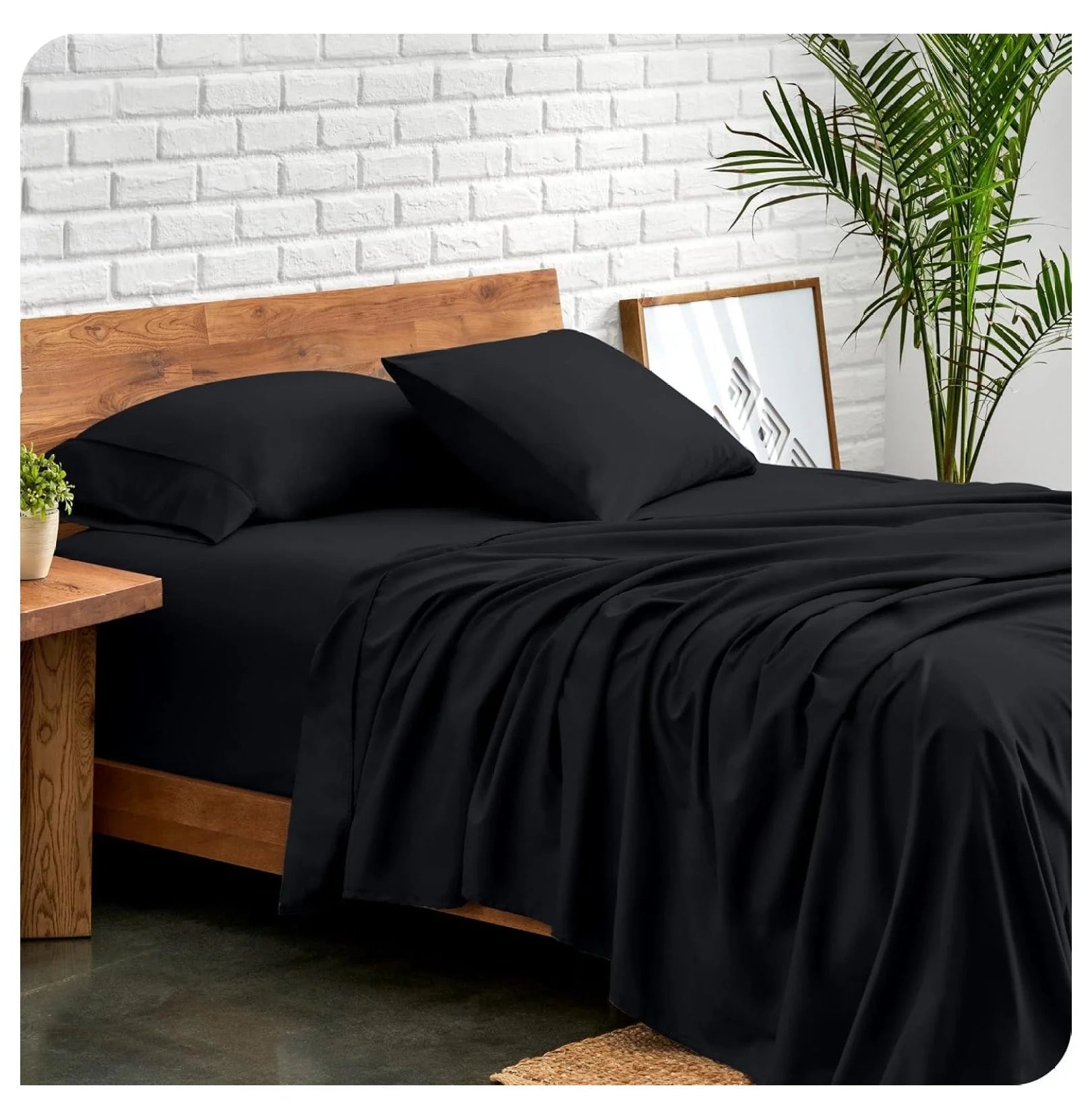 Black 4 Piece Short Queen Microfiber Sheet Set P460613