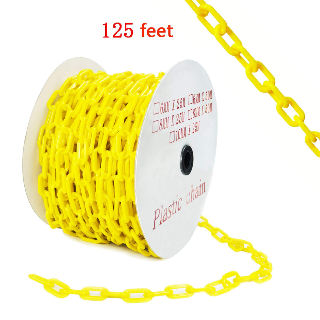 Yellow Plastic Safety Barrier Chain with 2 Magnetic Hooks, 12 S-Hooks, 12 Carabiner Clips, 2 Chain Connector, Pack of 2 Z367