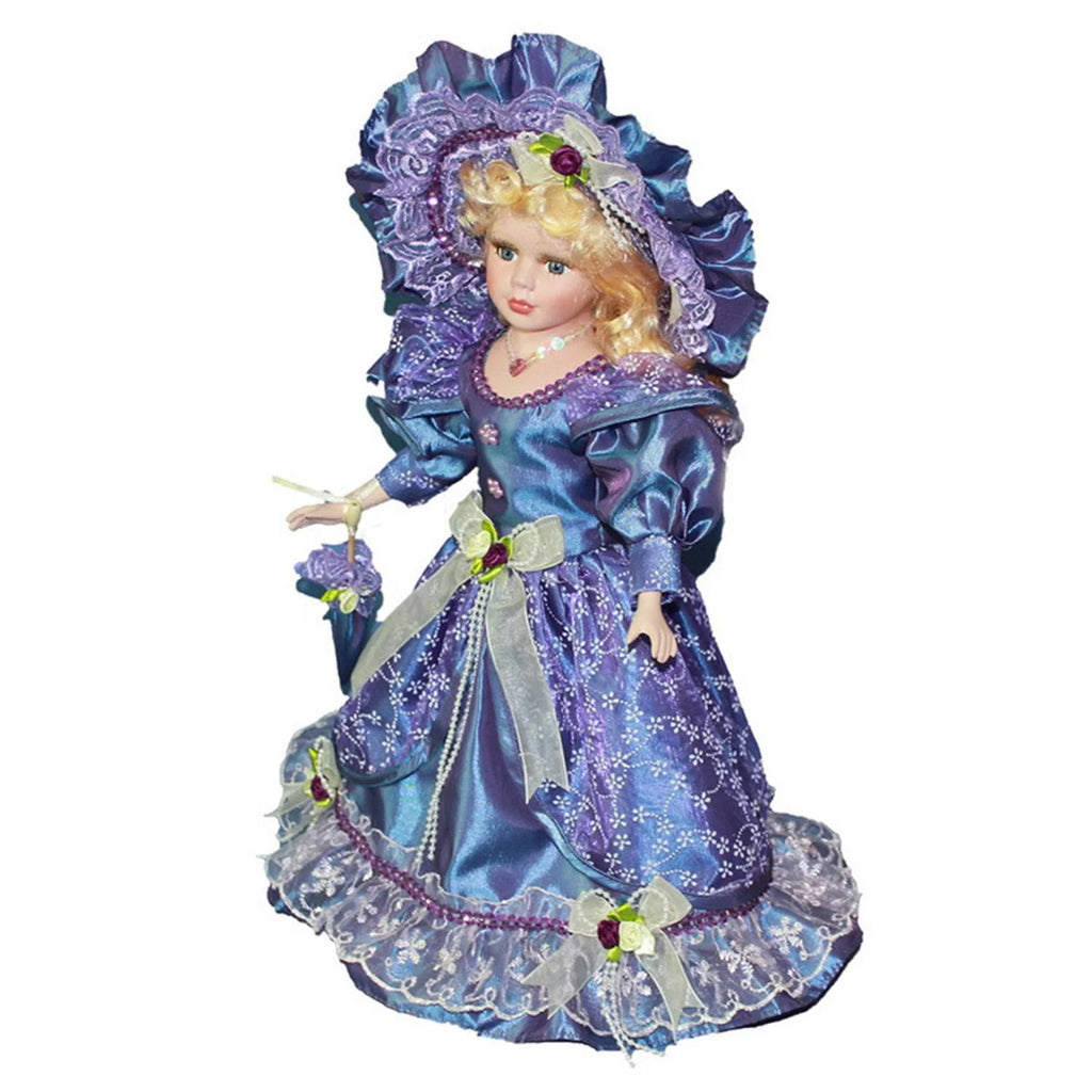 Violet Porcelain Dollhouse Lady with Dress G4082