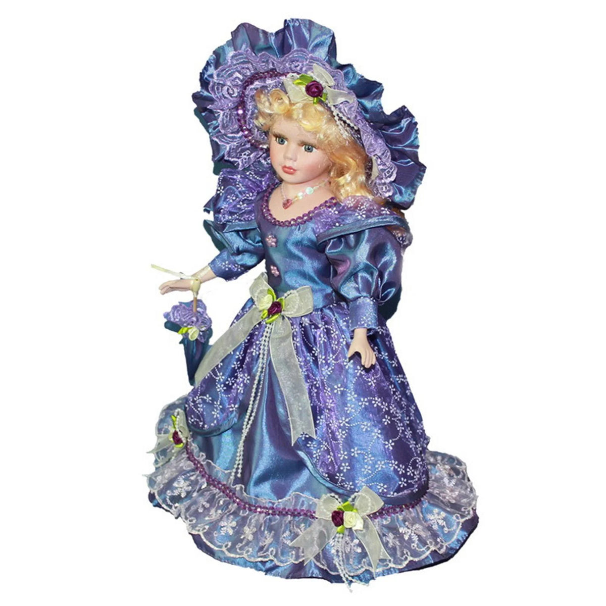 Violet Porcelain Dollhouse Lady with Dress G4082
