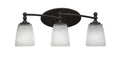 Three Light Bath Bar Dark Granite Finish with White Muslin Glass J93198