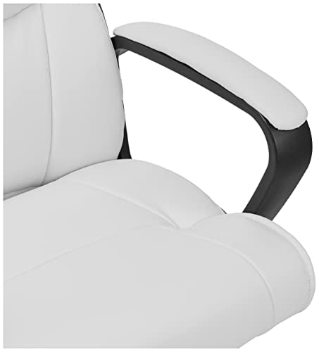 White Faux Leather Mid-Back Office Chair with Padded Armrests F615