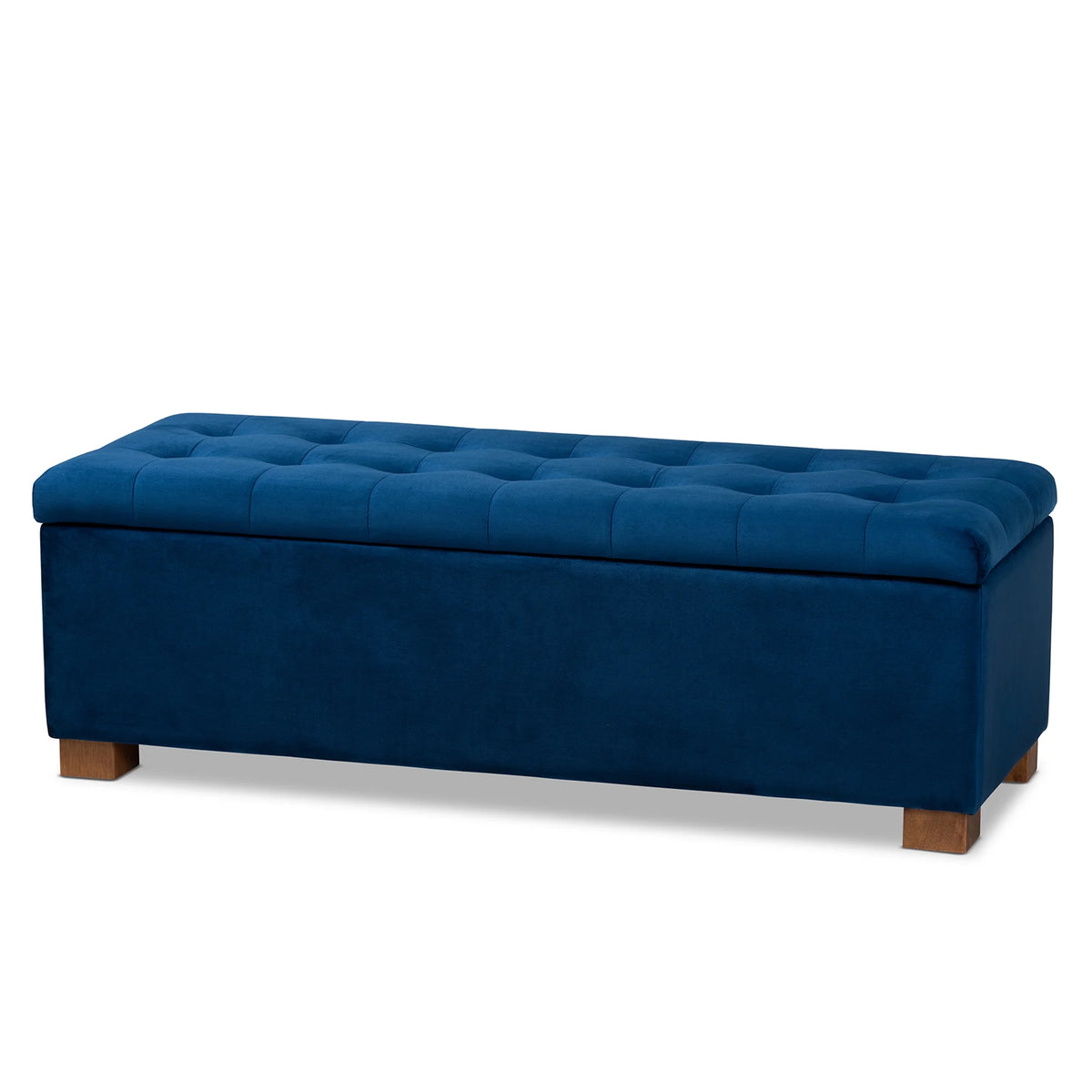 Navy Blue Velvet Storage Ottoman Bench Q516483