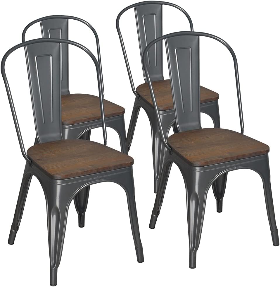 Bronze Metal Dining Chairs Set of 4 K6969
