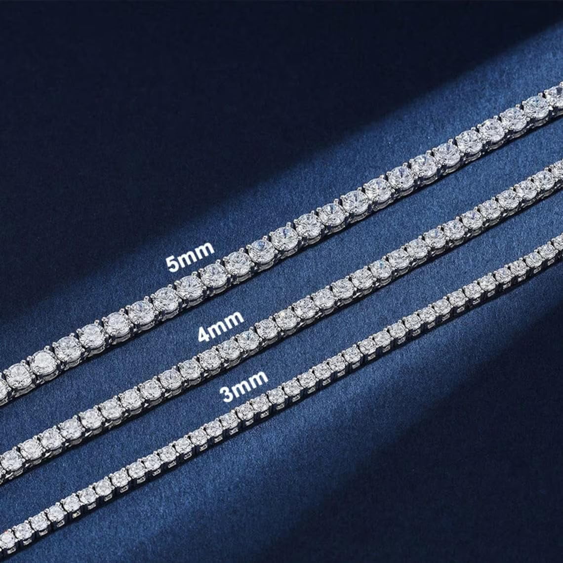 925 Silver Moissanite Tennis Necklace 3 mm Round 18-36 Inches P492