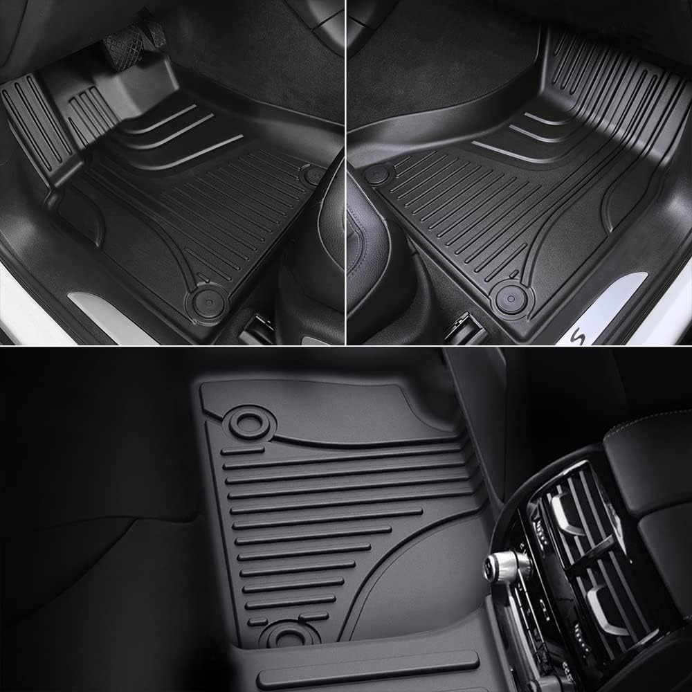 TPE Heavy Duty All Weather Car Floor Mats Full Set 1st & 2nd Row Rubber Floor Liners U766