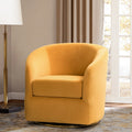 Mustard Velvet Swivel Barrel Chair with Wood Frame and Metal Base G38806