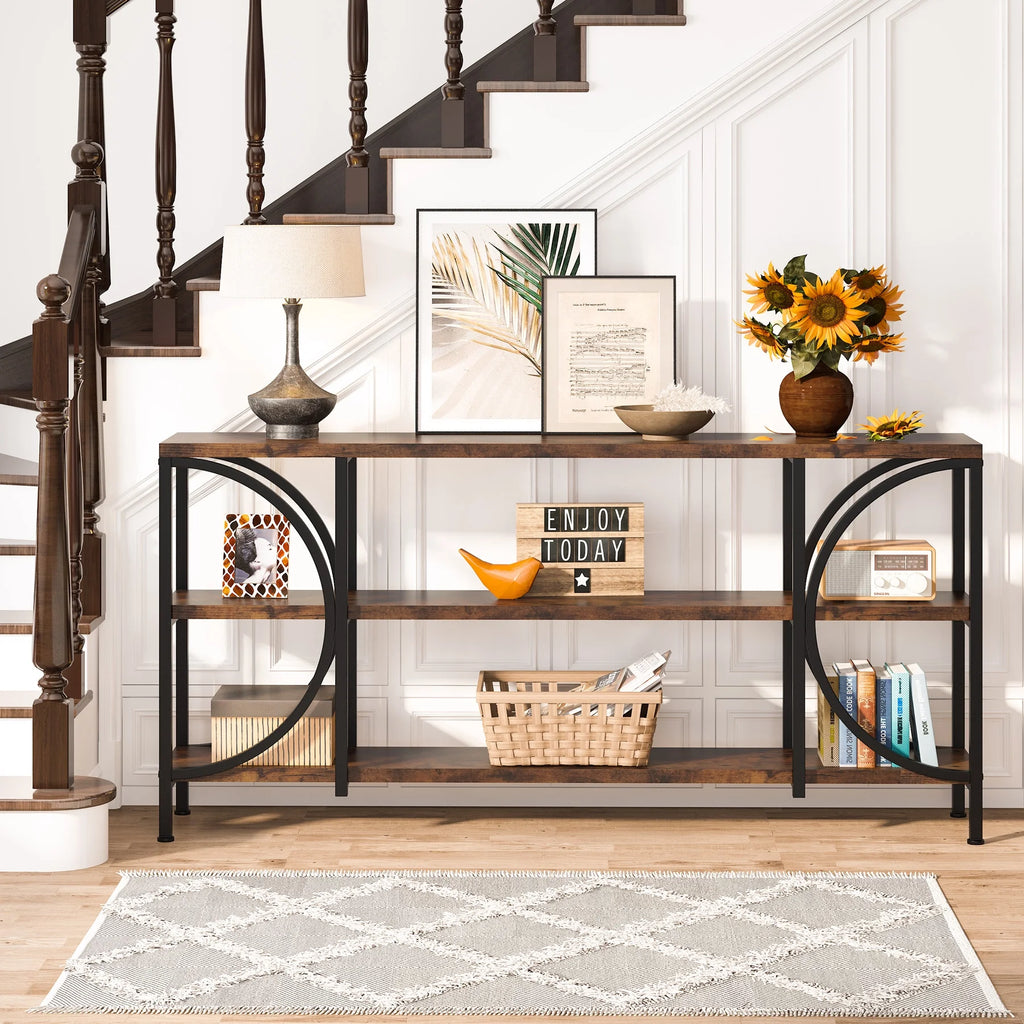 70.86" 3 Tier Console Table with Storage Shelves N816