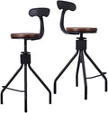 Industrial Swivel Counter Height Adjustable Stool with Backrest M69733