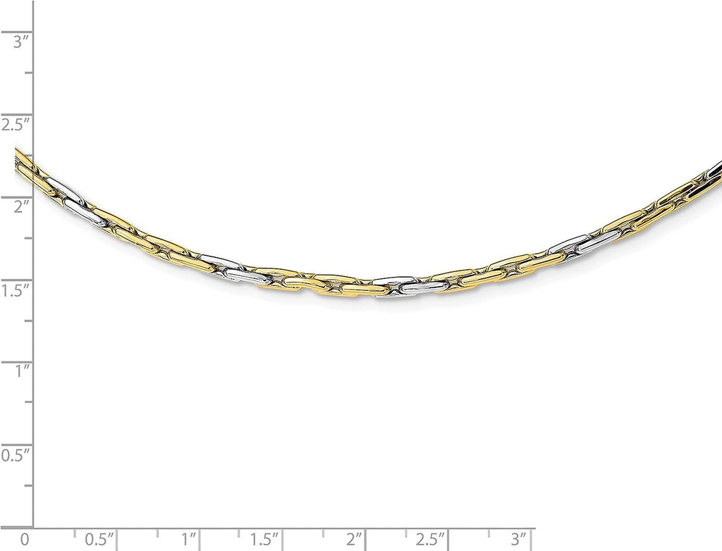 Gold Two-Tone Polished Fancy Link Necklace 18 Inch Chain N22328