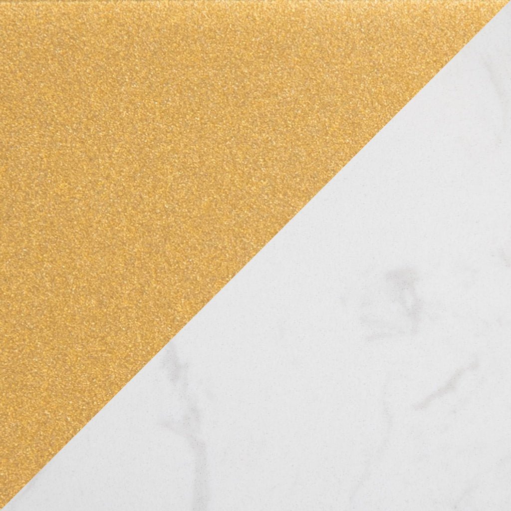 Gold Metal White Marble Side Table Y444