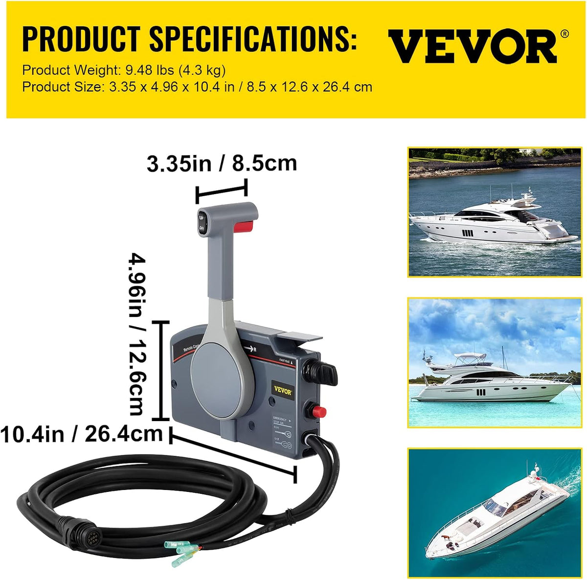 Outboard Remote Control Box Side Mount 10 Pin Cable 19.6 Feet Harness Z92051