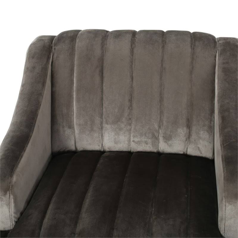 Gray and Dark Brown Velvet Club Chair I662191