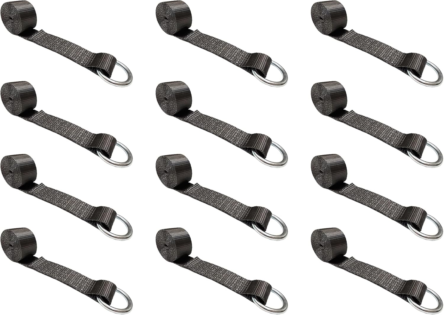 2 in x 10’ O-Ring Trailer Tie Down Lasso Strap (Green, 10 - Pack) Y458