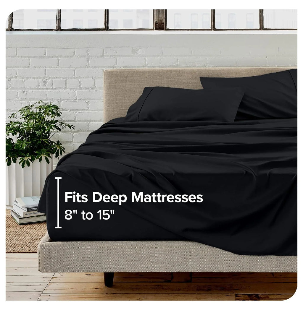 Black 4 Piece Short Queen Microfiber Sheet Set P460613