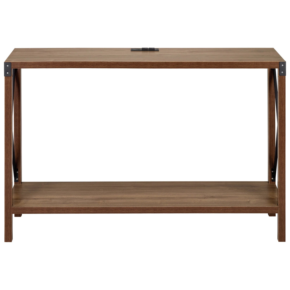 Walnut Wood Console Table with AC Power and USB Charging Ports N8943