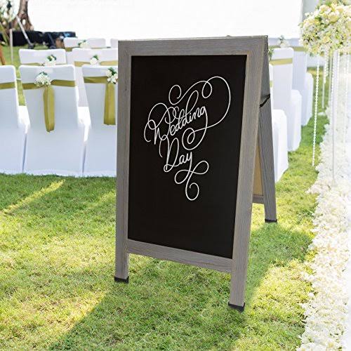 Heavy-Duty Sandwich Board Sidewalk Chalkboard Sign with Chalk Markers, Stencil Set, Chalk, Eraser Z75856