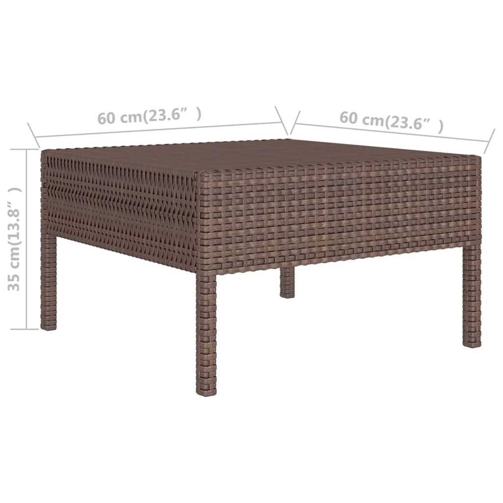 9 Piece Patio Lounge Set with Cream White Cushion Brown Poly Rattan Sectional Outdoor Furniture Set X1949