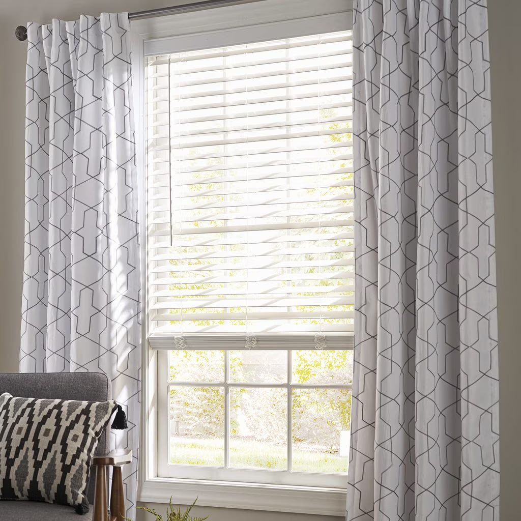 White 2-inch Cordless Faux Wood Horizontal Window Blinds V31497