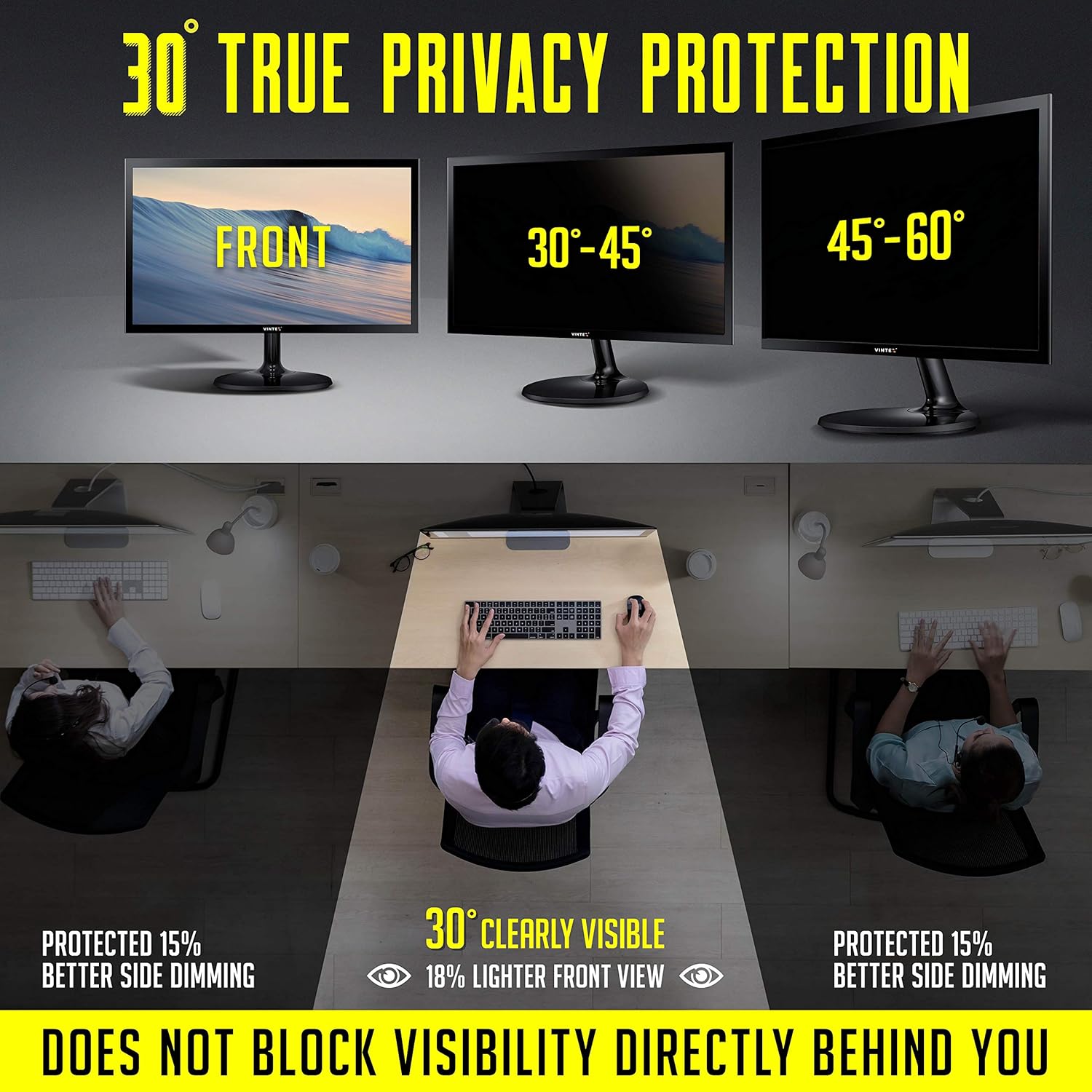 21.5 Inch Computer Privacy Screen Filter for 16:9 Widescreen Monitor, Anti-Glare, Anti-Scratch, Pack of 2 X76072