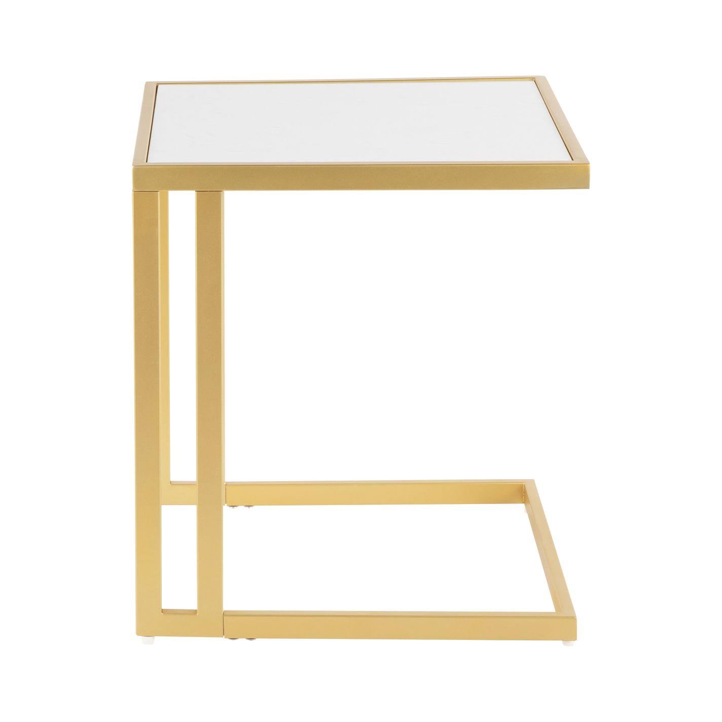 Gold Metal White Marble Side Table Y444