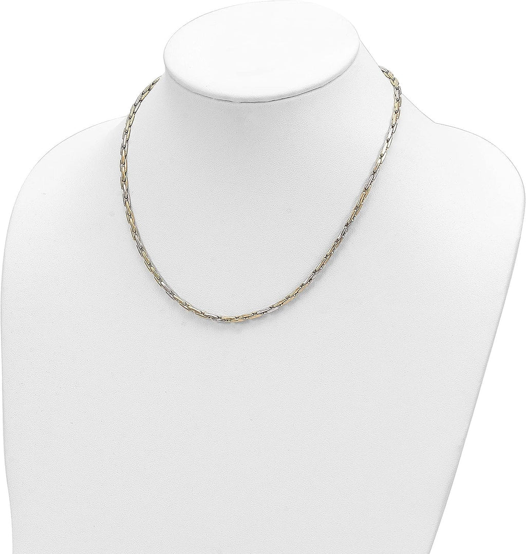 Gold Two-Tone Polished Fancy Link Necklace 18 Inch Chain N22328