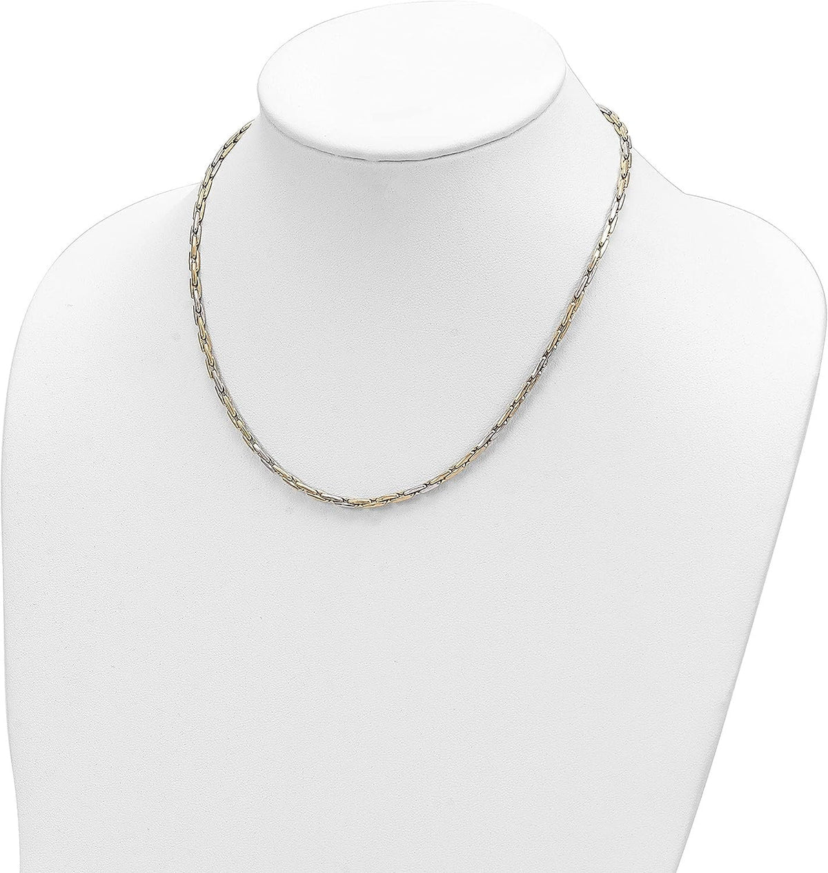 Gold Two-Tone Polished Fancy Link Necklace 18 Inch Chain N22328