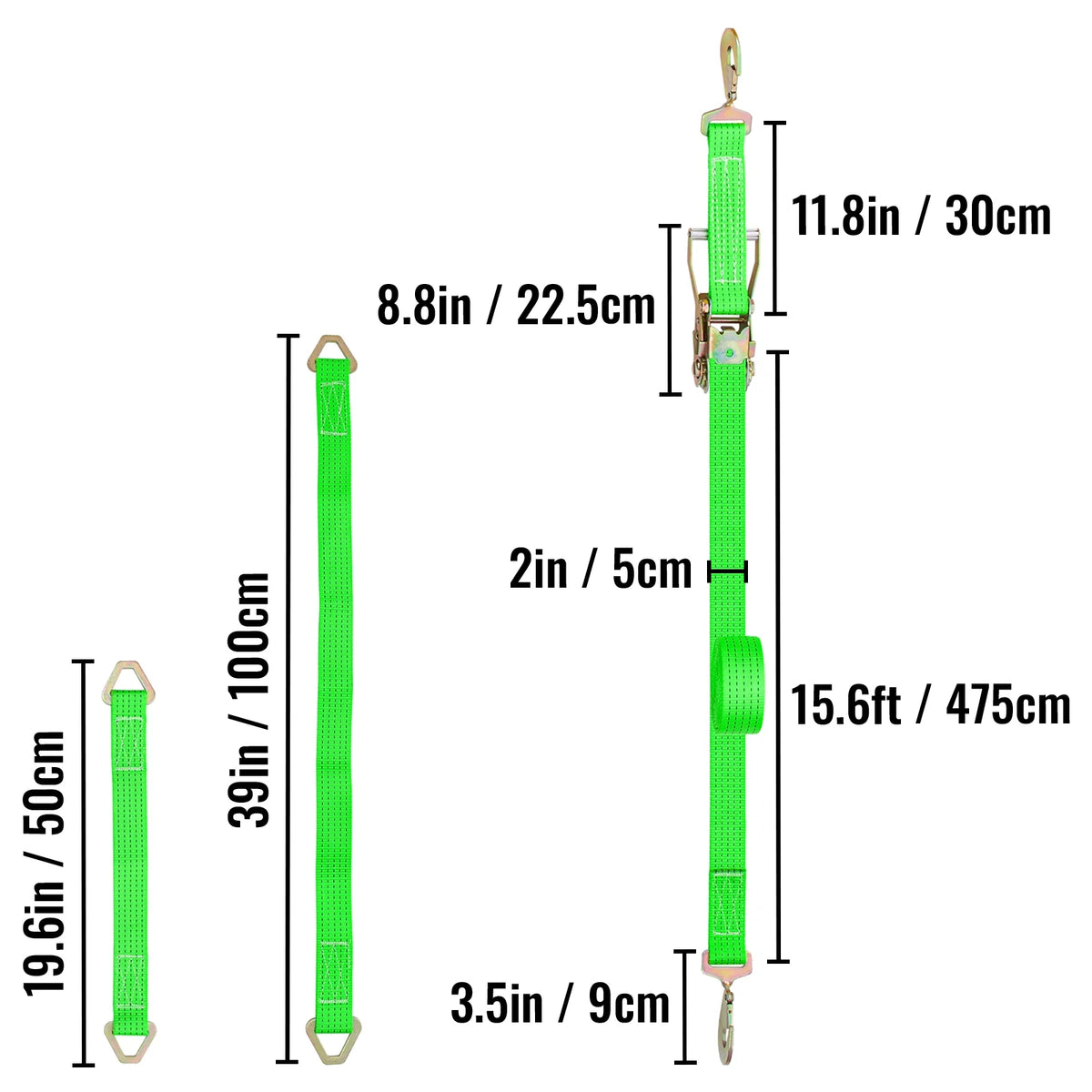 Green Polyester Ratchet Tie Down Strap 12 PCs U853