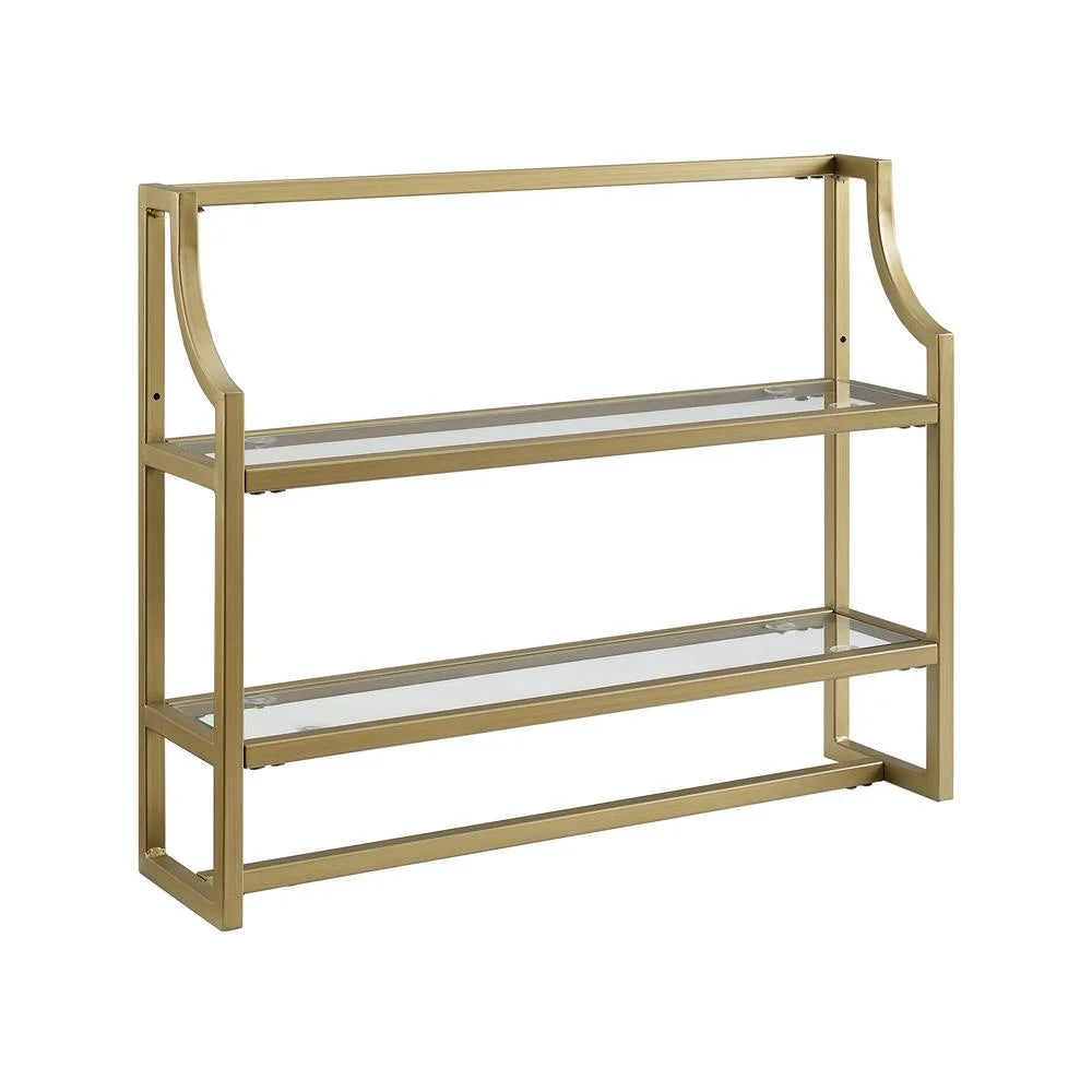 Soft Gold 2 Shelf Glass Metal Wall Shelf Q54720