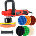 6 Pad Random Orbit Dual-Action Polisher with Waffle Foam & Wool Buffing Kit N578