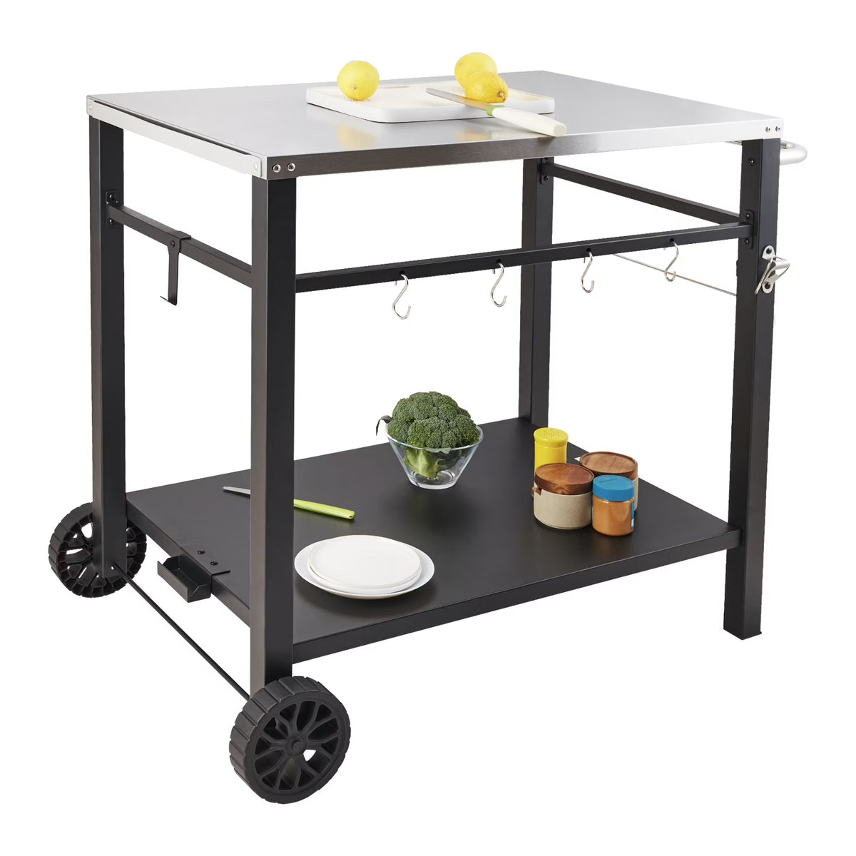 Outdoor Grill Dining Cart with Stainless Steel Table Top R400441