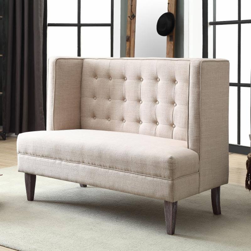 Light Gray Tufted Love Seat Bench Q9916