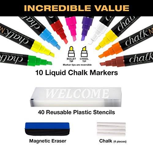 Heavy-Duty Sandwich Board Sidewalk Chalkboard Sign with Chalk Markers, Stencil Set, Chalk, Eraser Z75856