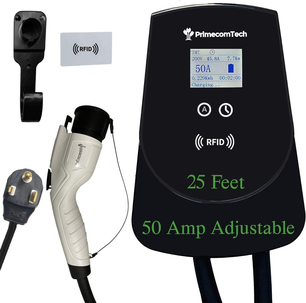 50 Amp Level-2 Smart Electric Vehicle Home Charging Station 220 Volt 30 Feet Hardwire P45427
