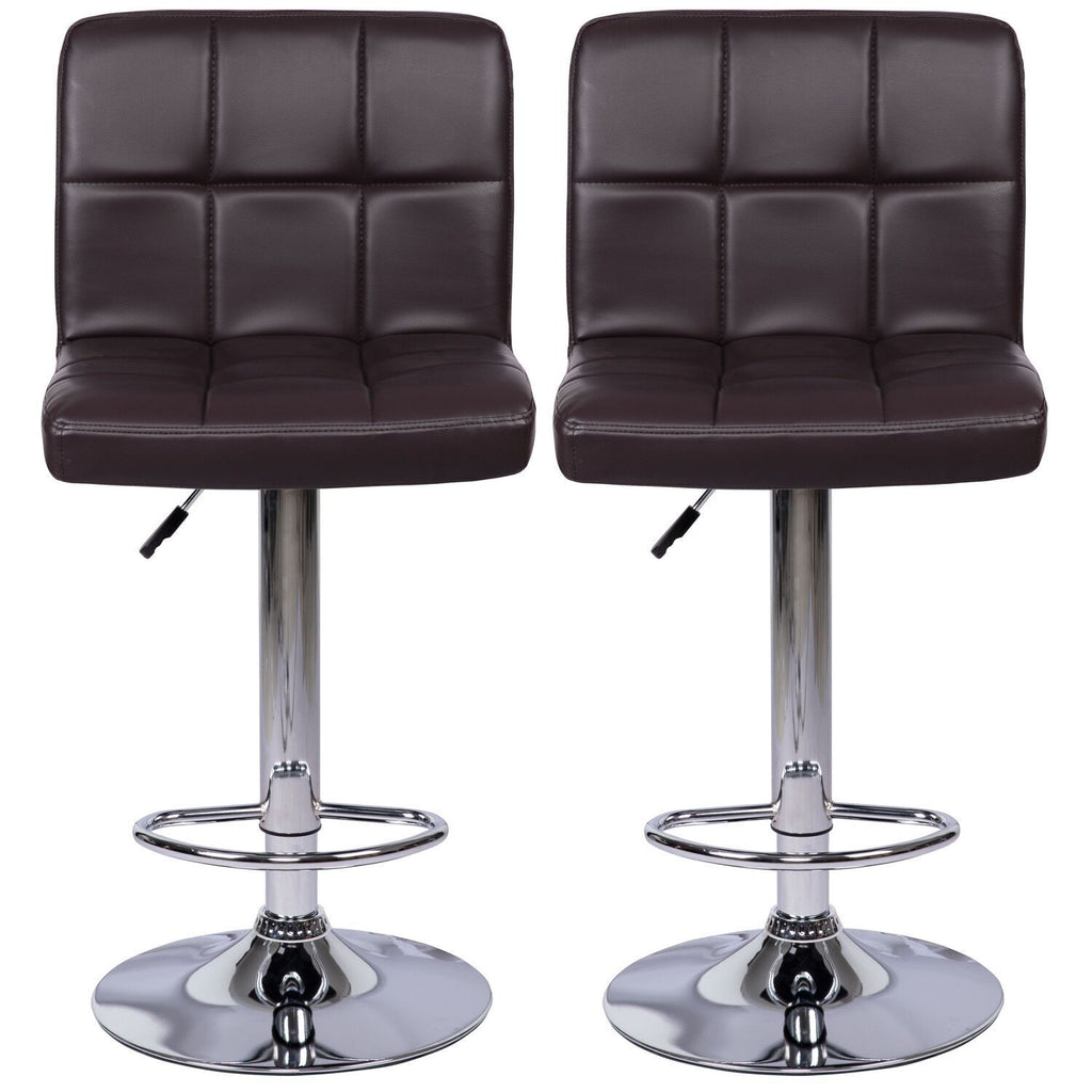 Espresso Adjustable Swivel Leather Barstool Set of 2 H7028
