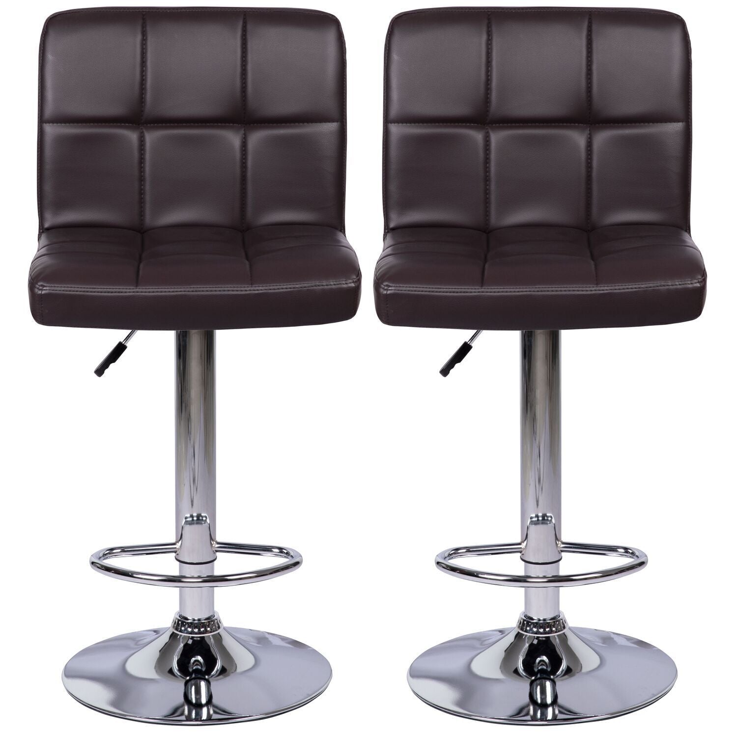 Espresso Adjustable Swivel Leather Barstool Set of 2 H7028