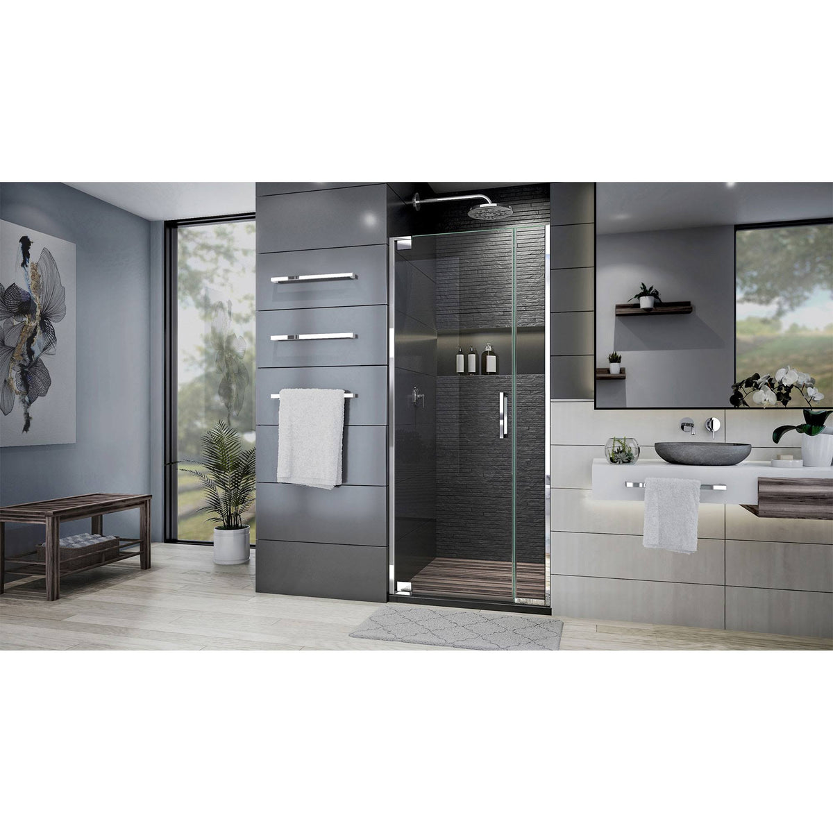 Frameless Pivot Shower Door in Chrome G17133