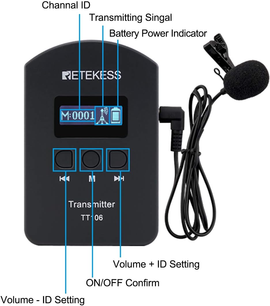 Wireless Tour Guide System with 15 Receivers and Charging Case Z996258