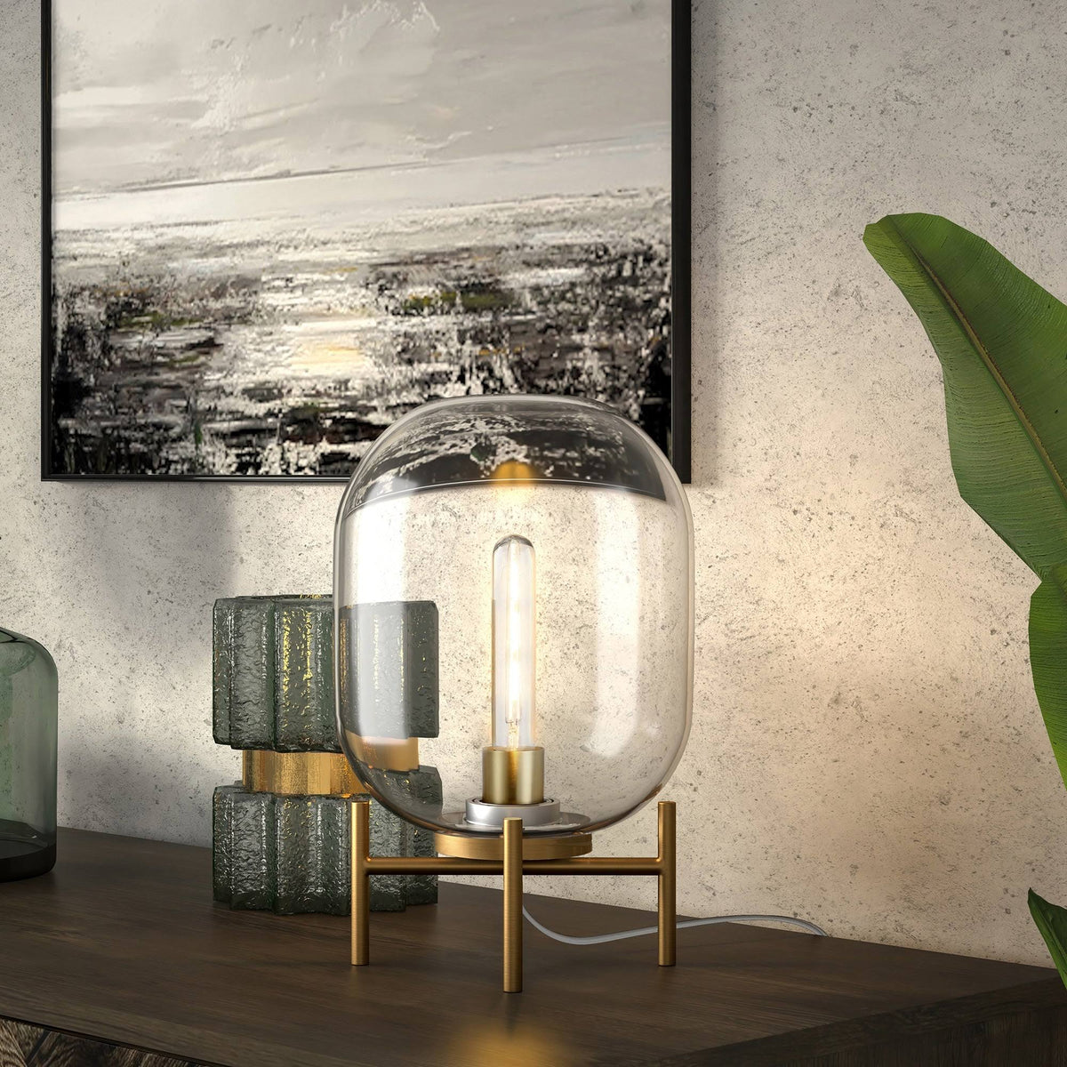 Clear Glass Globe Table Lamp P2490