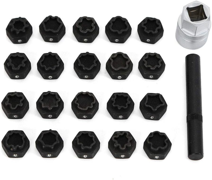22Pc Wheel Locking Key Lug Nut Removal Set R665