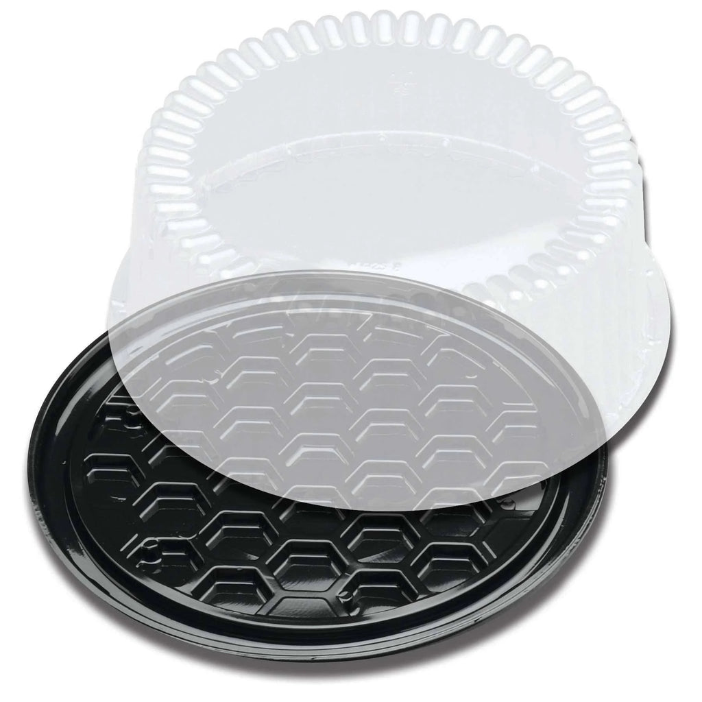 Black 8 inch Cake Display Container with Clear Dome Lid S9262
